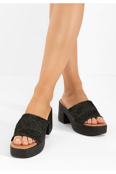 B T Shoes Papuci cu toc gros Katharyn negri