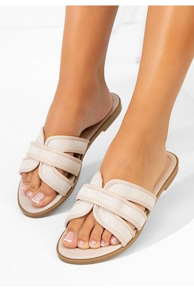B T Shoes Aelita beige flat slippers