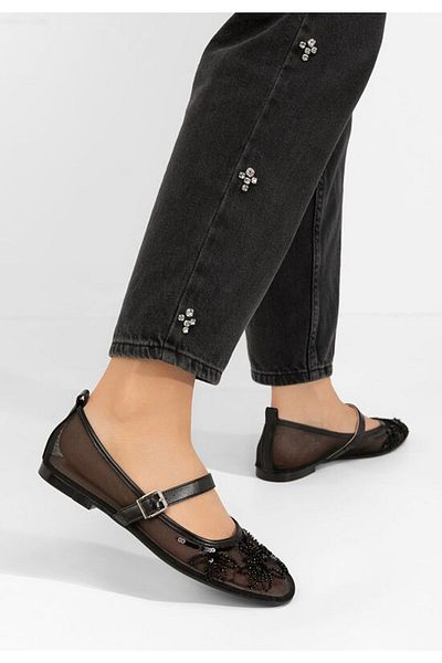B T Shoes Theressa women's black ballet flats