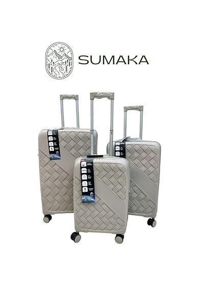 SUMAKA Luggage -Woven Pattern-Spinner Wheels,3pcs Hard Shell Suitcases (20/24/28) Travel, Telescopic Handle