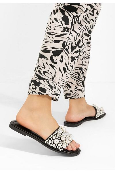 B T Shoes Lidya black flat slippers