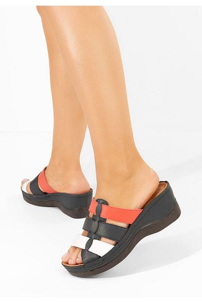 B T Shoes Adryana navy platform slippers
