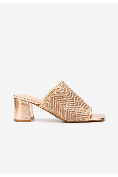 B T Shoes Papuci cu toc gros Yngrid champagne