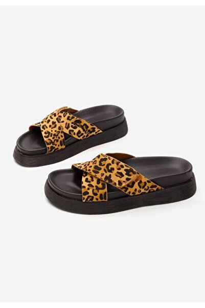 B T Shoes Cristela leopard flat slippers