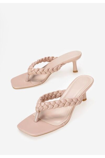 B T Shoes Khaila Pink Heeled Slippers