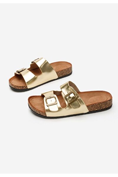 B T Shoes Papuci cu talpa groasa Janeti aurii