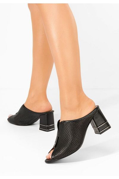 B T Shoes Black Chantela chunky heel slippers