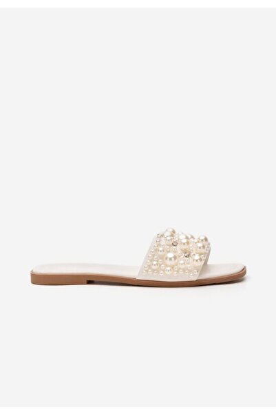 B T Shoes Lidya white flat slippers