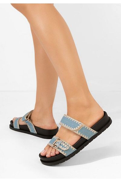 B T Shoes Mathilde denim flat slippers