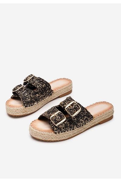 B T Shoes Harley women's black beach slippers