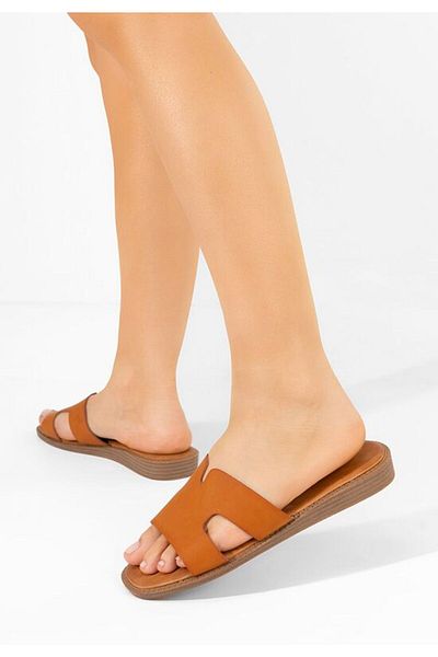 B T Shoes Sheryla camel flat slippers