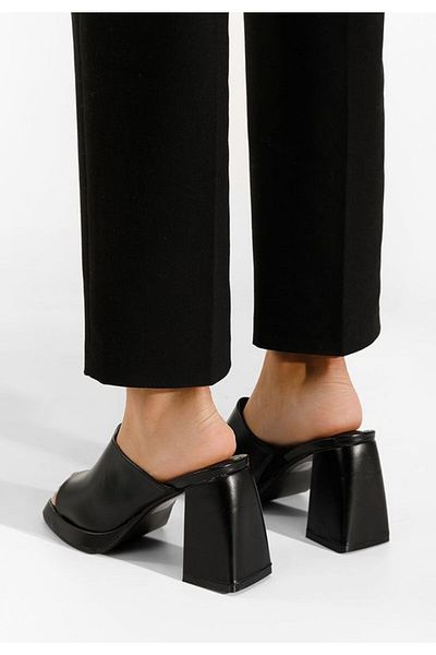 B T Shoes Aramy black heeled slippers