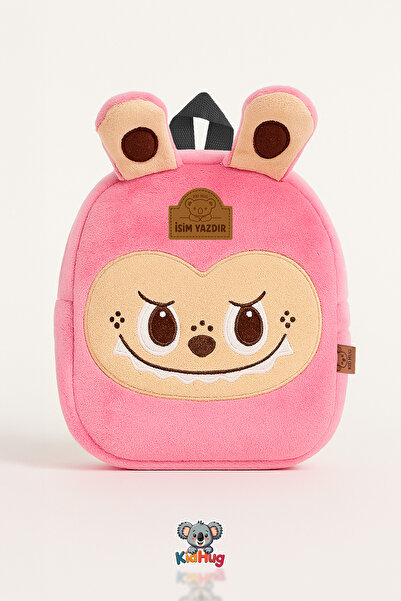 KidHug Pembe [ Isimli ] Nakışlı Çocuk Sırt Çantası – 0-8 Yaş Arası, Okul Kreş
