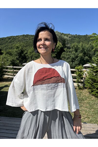 Bohoyasam Bohem Bluz, El Yapımı, Şile Bezi, Doğal Kumaş, Rahat, Yazlık, Boho ...