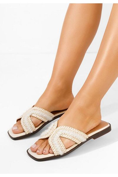 B T Shoes Ingryd beige flat slippers