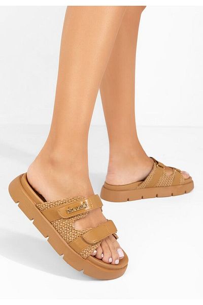 B T Shoes Carrisa camel flat slippers