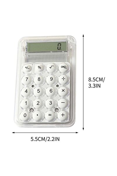 OEM Mini pocket calculator, 8 digits, solar, transparent, portable - white