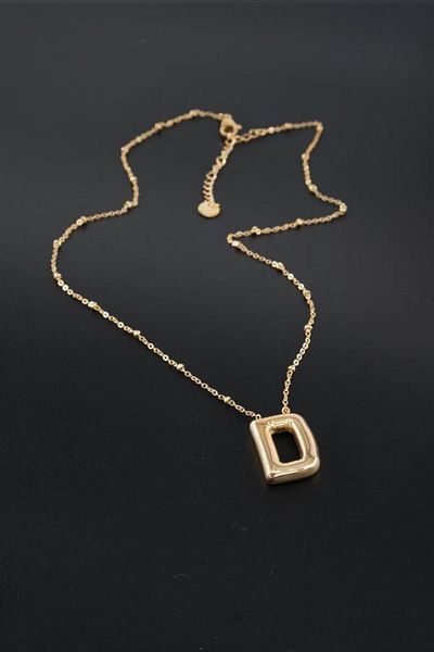 By Zeyna Aksesuar Women's 316 L Stainless Steel Balloon Letter Necklace D