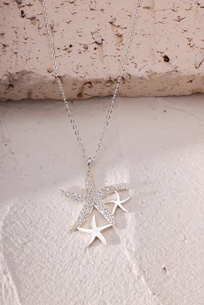 Lucente Jewellery Özel Hediye Kutulu 925 Ayar Gümüş Kaplama Deniz Yıldızı Kolye