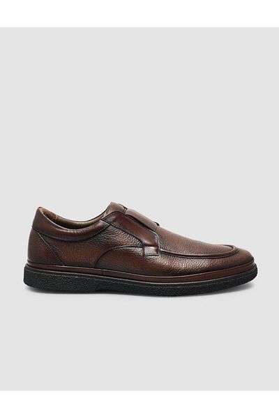 Cabani 100% Genuine Leather Brown Laceless Men's Casual Shoes