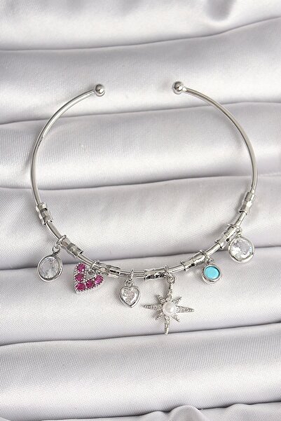 Skygo النحاس الفضة اللون استرخى الزركون حجر القطب نجمة الشكل القلب التفاصيل س...