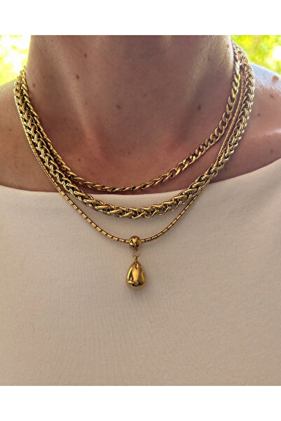 Butik طقم قلادات نسائية ثلاثية – سلسلة معدنية من سبيكة معدنية مع خيارات ذهبية...