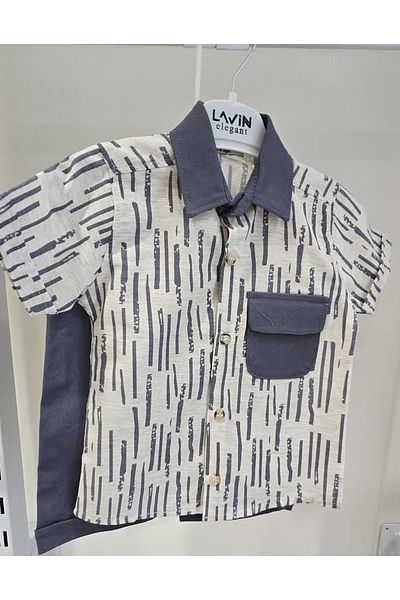 Lavin Striped Color Pocket Shirt Shorts Men's Set