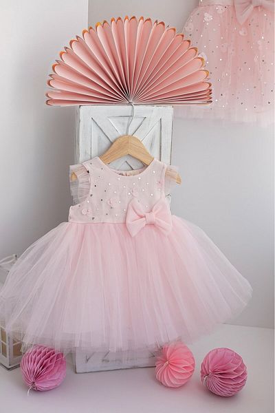 PİTABABY 👑   Princess Pink Tulle Baby Girl Dress Set (with Bow & Headband) 👑