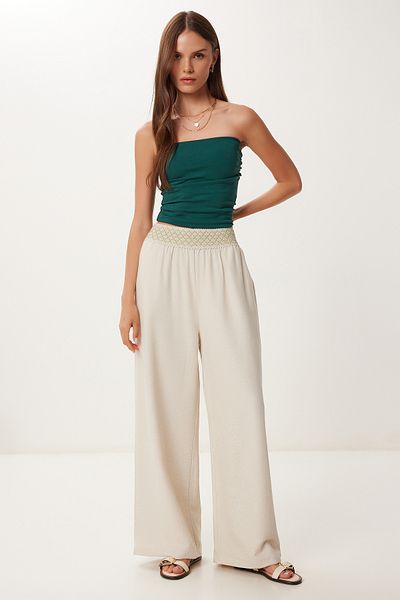 Lovelyİstanbul Knitted Detailed Linen Trousers