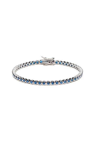 ElectraStore 925 SILVER Tennis Bracelet Blue-Sapphire