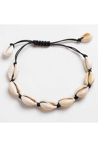 ElectraStore White Shell Anklet on Black String