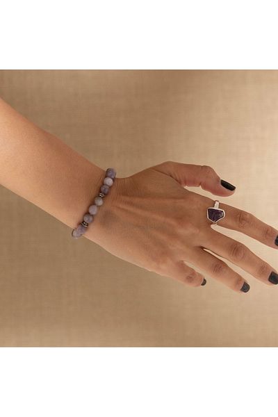 ElectraStore Handmade Bracelet Made of Semi-Precious Stones Lilac Jade
