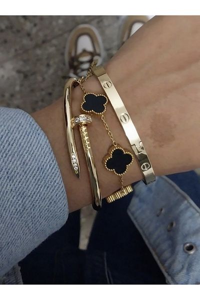 ElectraStore Set of 3 FLOWER LOVE Bracelets