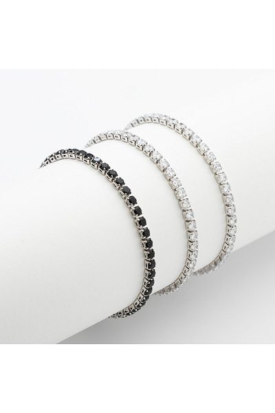 ElectraStore Set of 3 White Gold Plated Tennis Bracelets