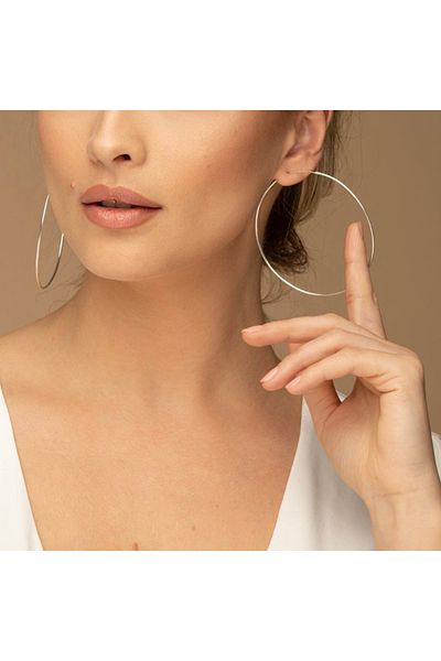 ElectraStore Oversized Round Earrings Made of 925 Silver