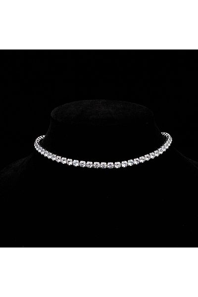 ElectraStore Tennis Diamond Look Chocker+Earrings Set