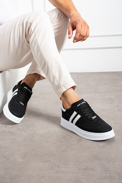 MCLACOS Men's White Black Sneaker Casual Sports Shoes High Sole Comfortable Design X35
