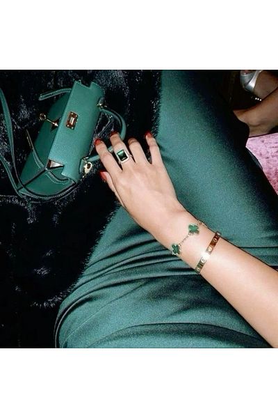 ElectraStore Agatha Green Flower Bracelet