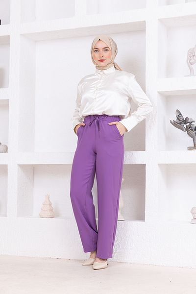 FİDEY Women's Waist Elastic Pocket Trousers