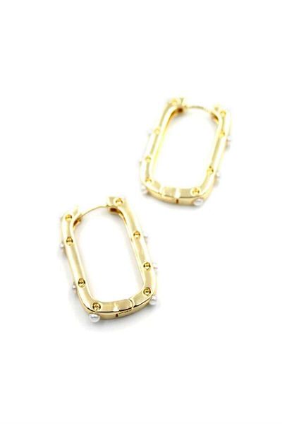 Alray Pearl Hoop Earrings - Gold