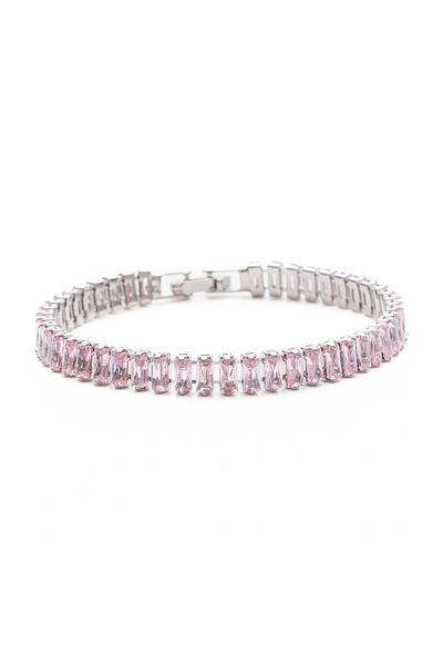 ElectraStore Tennis Bracelet With Pink Zirconia Crystals
