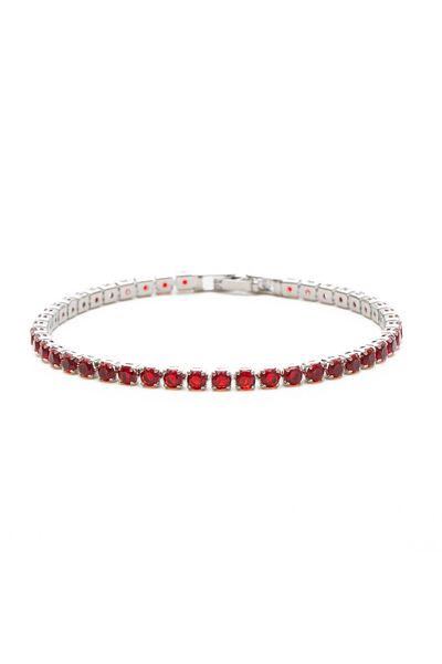 ElectraStore Ruby Red Silver Tennis Bracelet