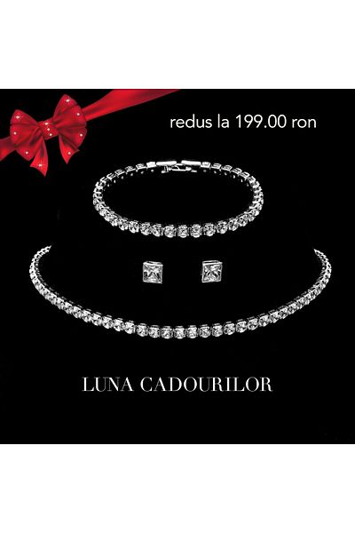 ElectraStore Tennis Set, Necklace+Bracelet with Extensions and Earrings