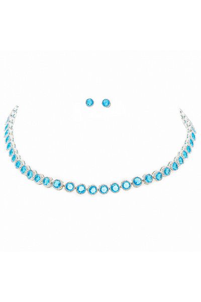 ElectraStore Tennis Splendor Turquoise Necklace + Earrings Set