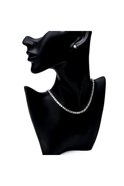ElectraStore Splendor Set, Necklace + Earrings, Silver With Zirconia Crystals Ilaria