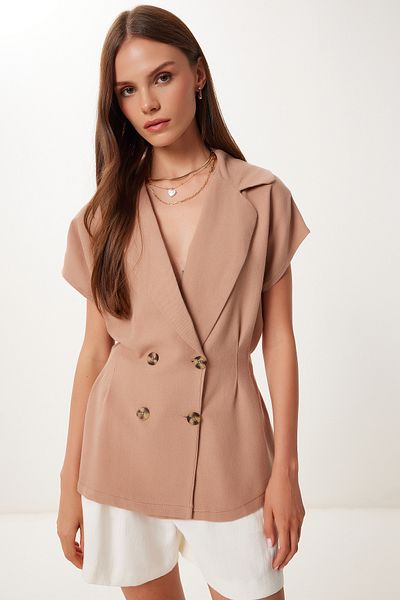 Lovelyİstanbul Stylish Buttoned Linen Vest