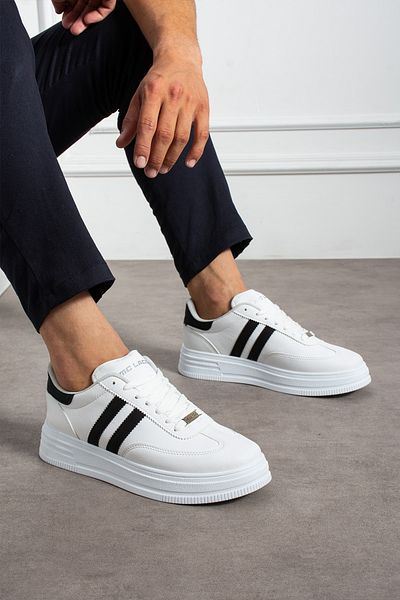 MCLACOS Men's White Black Sneaker Casual Sports Shoes High Sole Comfortable Design X35