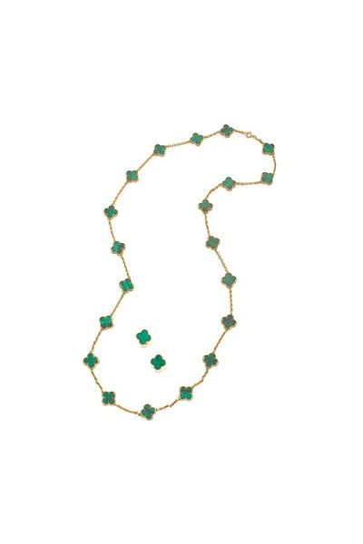 ElectraStore Alhambra Emerald Jewelry Set Necklace + Earrings