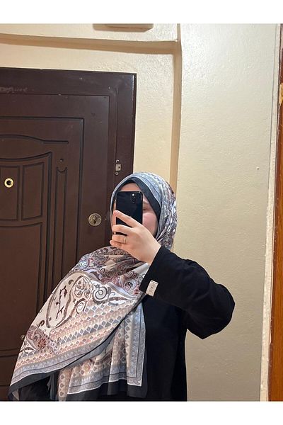 BOUTİCON Navy Blue Retro Patterned Summer Cotton Shawl