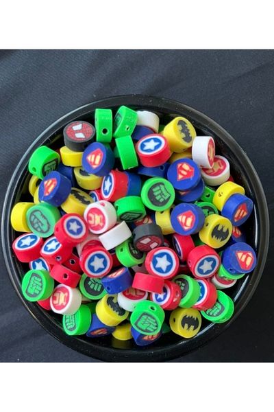 yiğit aksesuar 50 Super Hero Figures Fimo Beads